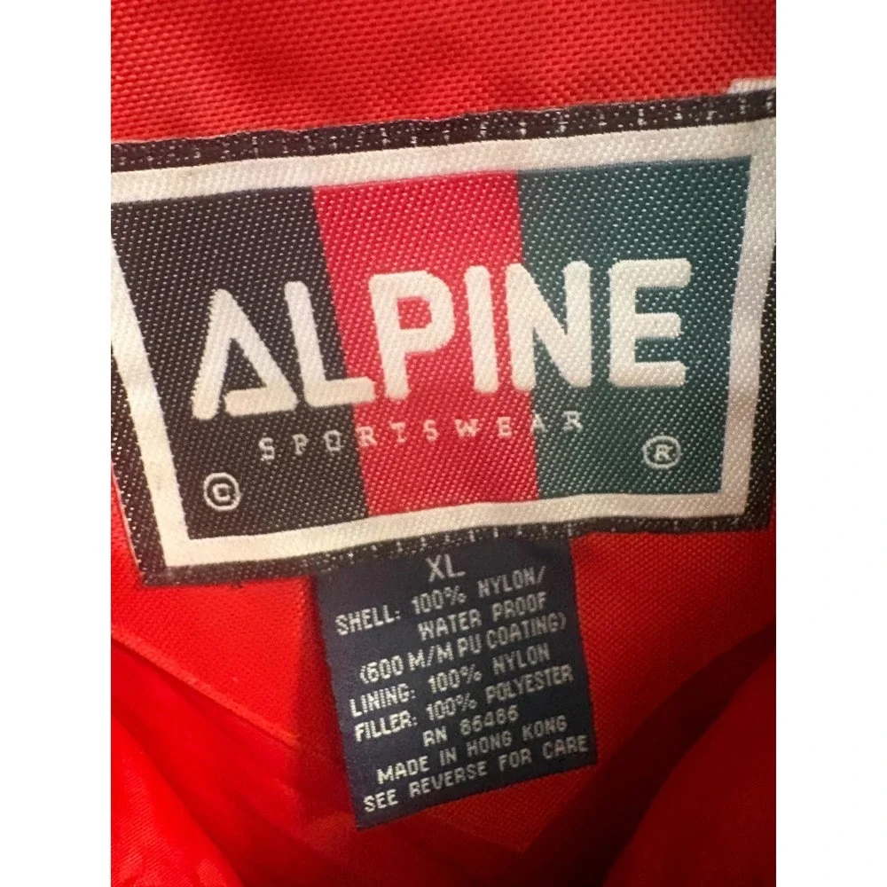 Alpine‎ Sportswear Mens XL Puffer Jacket Navy Blue Red Waterproof Quilted Zip Up